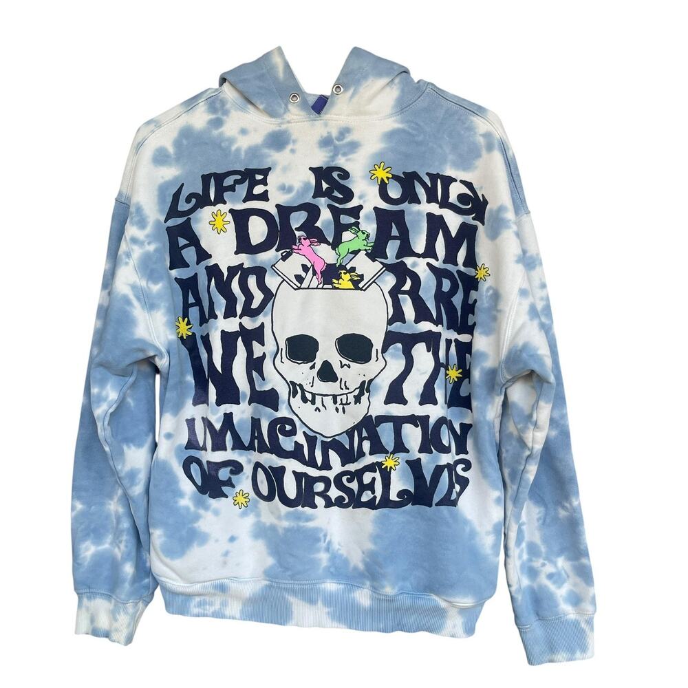 Coney Island Picnic Hoodie Womens XS Tie Dye Skull Bunny Graphic Pullover